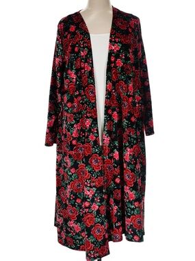 Lularoe Sarah Roses Floral Duster Sweater XL NWT